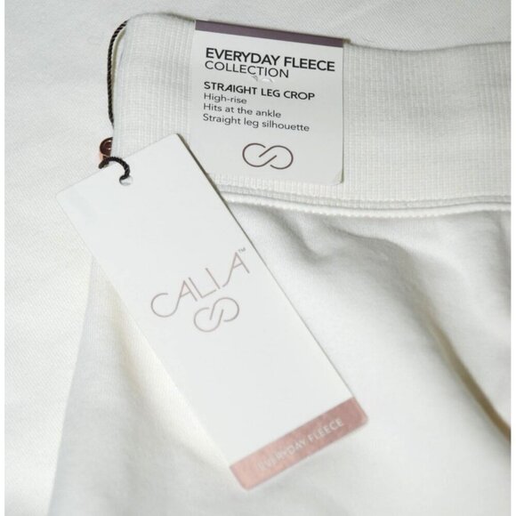 NWT Calia Cream Fleece Pull On Crop Pants Size XXL High Rise Raw Hem Straight - Picture 8 of 10